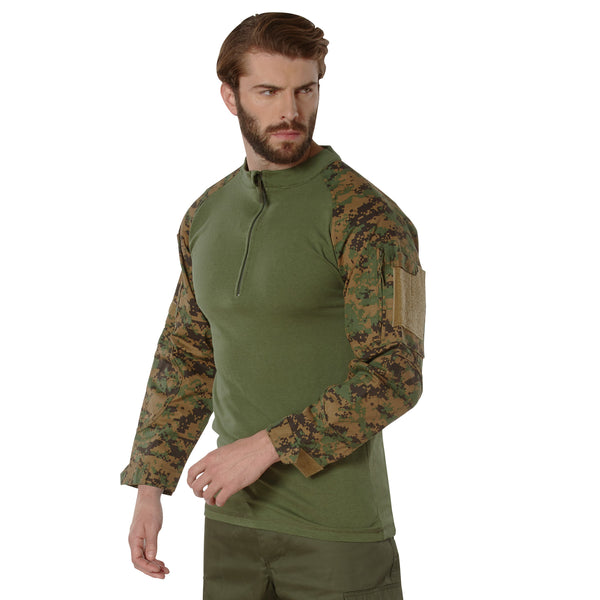 Rothco 1/4 Zip Tactical Combat Shirt - Woodland Digital