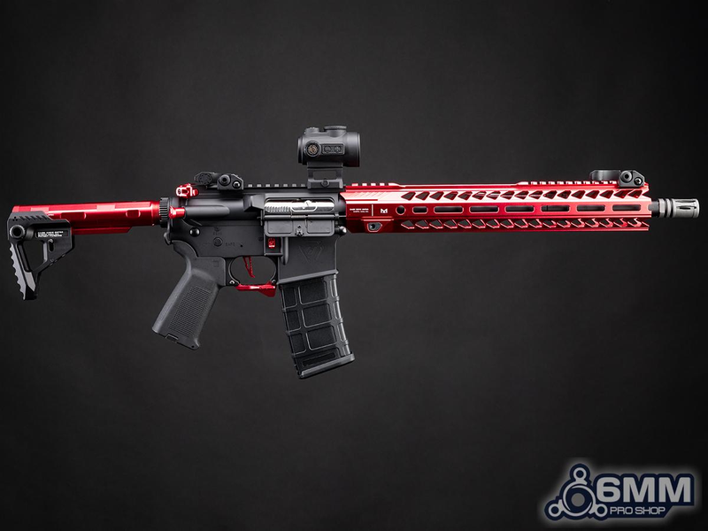 6mmProShop Strike Industries Lic. "Sentinel" M4 13.5" Gridlok Lite AEG Rifle by E&C - Red