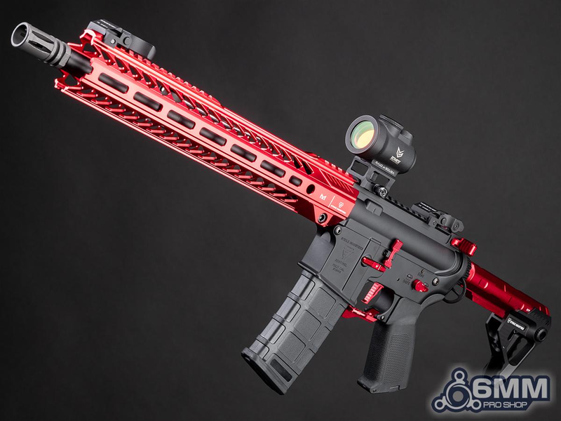 6mmProShop Strike Industries Lic. "Sentinel" M4 13.5" Gridlok Lite AEG Rifle by E&C - Red