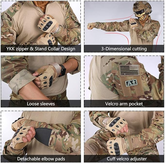 IdoGear G3 Tactical Airsoft Hybrid Shirt with Elbow Pads