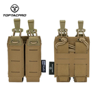 TOPTACPRO Double 9mm Pistol Magazine Open-Top Pouch