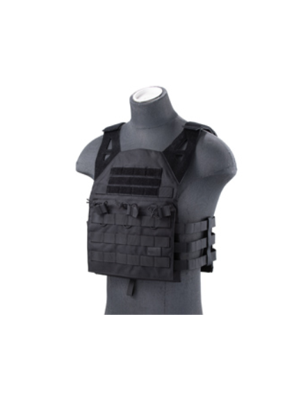 Lancer Tactical Lightweight Molle Tactical Vest with Retention Cords - Black