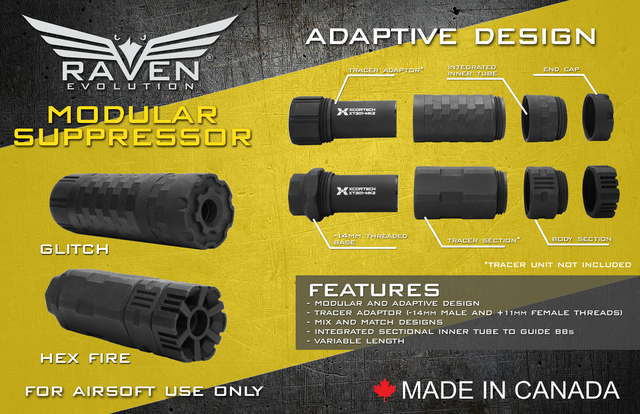 Raven Evolution HEXFIRE Modular Suppressor for AEGs