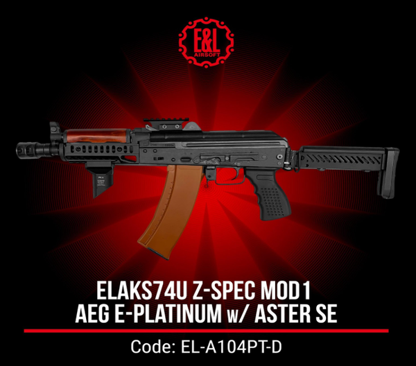 E&L AKS 74u Z-Spec MOD.1 AEG Rifle Platinum with Gate Aster SE