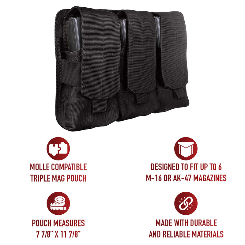 Rothco Universal Molle Triple Rifle Magazine Pouches