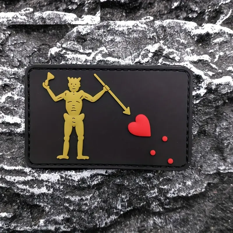 Black Beard Pirate with Trident and Red Heart Patch