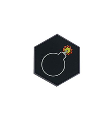 Emoji de bombe de patch hexagonal en PVC