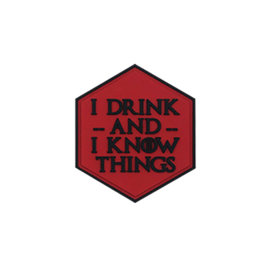 Hexagon PVC Patch "I Drink and Know Things"
