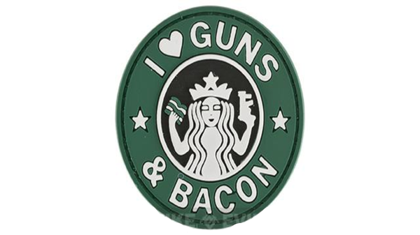 Patch J'aime les armes à feu et le bacon - Vert