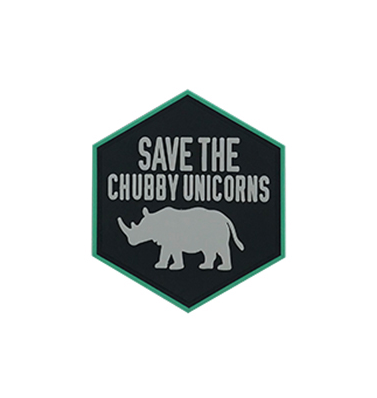 Hexagon PVC Patch "Save the Chubby Unicorn"
