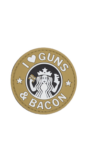 Patch PVC G-Force I Heart Guns &amp; Bacon - Tan