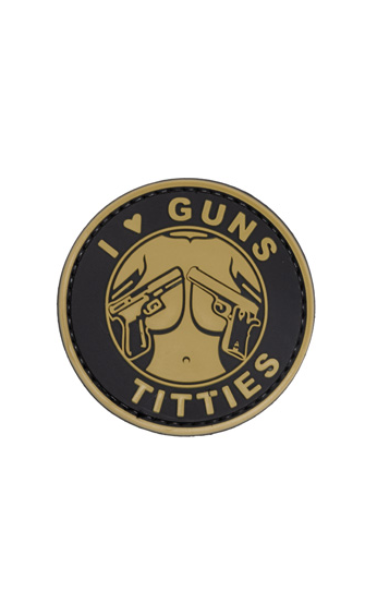 Patch PVC G-Force I Heart Guns &amp; Titties - Tan