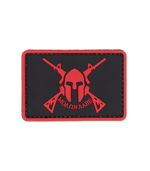 Molon Labe Spartan with Two Rifles PVC Patch - Red