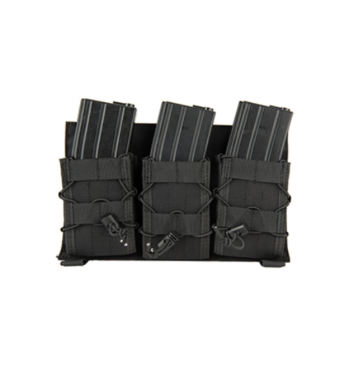 Lancer Tactical Adaptive Velcro Triple AR Magazine Pouch - Black