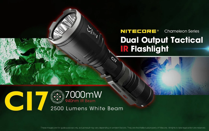 Nitecore CI7 Lampe de poche LED IR blanche et infrarouge 2500 lumens 940 nm