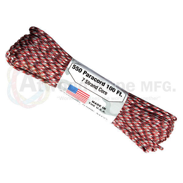 Atwood Rope 100ft 550 Paracord - Red Camo - Niagara Quartermaster