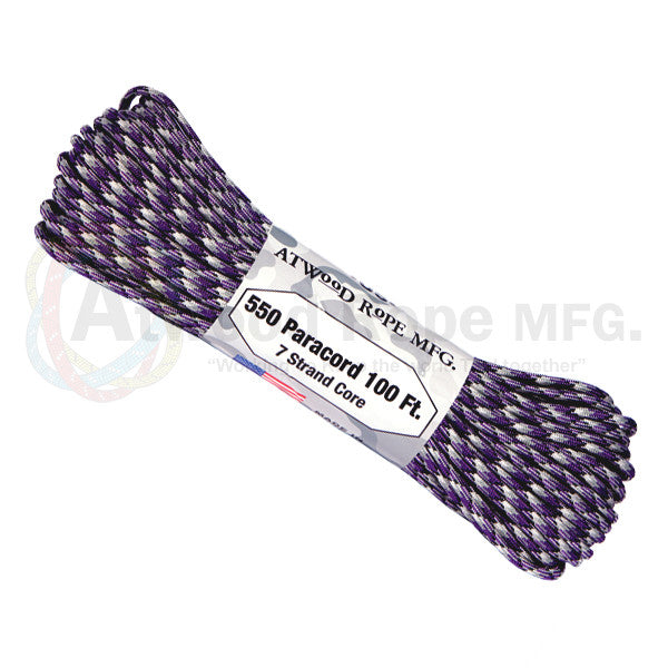 Atwood Rope 100ft 550 Paracord - Plasma Purple - Niagara Quartermaster