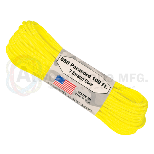 Atwood Rope 100ft 550 Paracord - Neon Yellow - Niagara Quartermaster