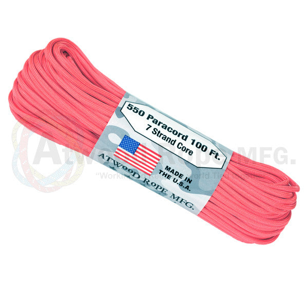 Atwood Rope 100ft 550 Paracord - Pink - Niagara Quartermaster